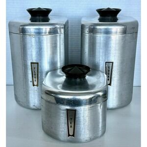 Vintage Kromex Aluminum Canister Set of 3 Flour Sugar Tea